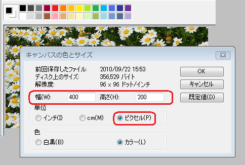 ペイントキャンバスのサイズ5